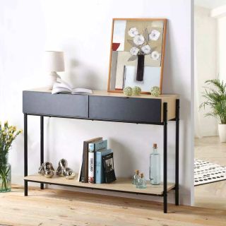 Consolle ingresso 2 cassetti in stile industriale - 104,6x31,5 H73