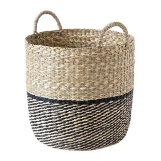 Cesto vimini tondo bicolore porta vaso - portabiancheria Ø36 H36 -50%