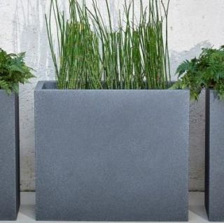 Vaso rettangolare alto KUBE HIGH CASSETTA con ruote 100X40 H70 - CEMENTO - EURO3PLAST