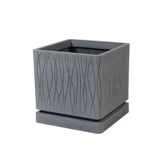 Vaso quadrato Naturalia con sottovaso da interno esterno in resina 39x39 h39