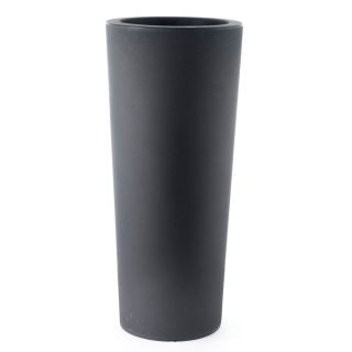 2 Vasi Rotondi In Plastica Da Giardino – Nero E Argento – Misure Da 19,5 A 38 Cm – Per Piante, Fiori E Interni/Esterni