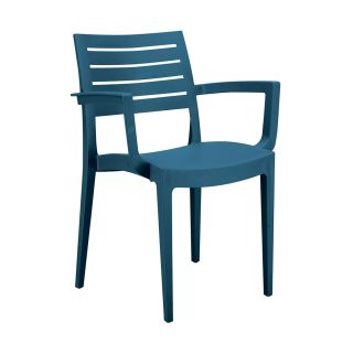 Sedia da Giardino con Braccioli Firenze Impilabile in Polipropilene Blu Petrolio