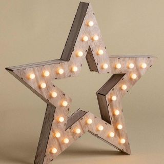 Stella di Natale luminosa di legno con luci led H45 cm