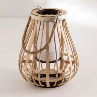 Lampada da tavolo da interno esterno led senza fili in rattan h 50,5