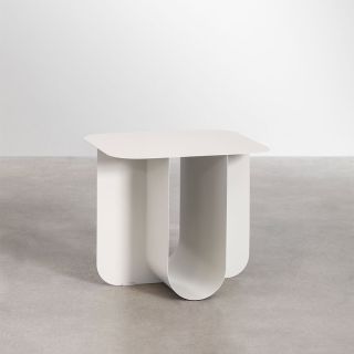 Tavolino da interno esterno rettangolare bianco in acciaio 40x45H39