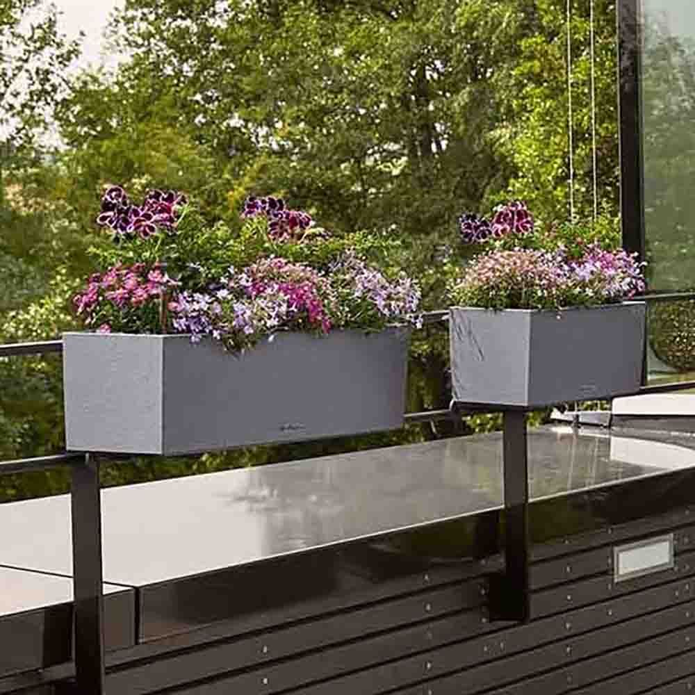 Set di 6 fioriere da balcone, con sistea di irrigazione e sottovaso