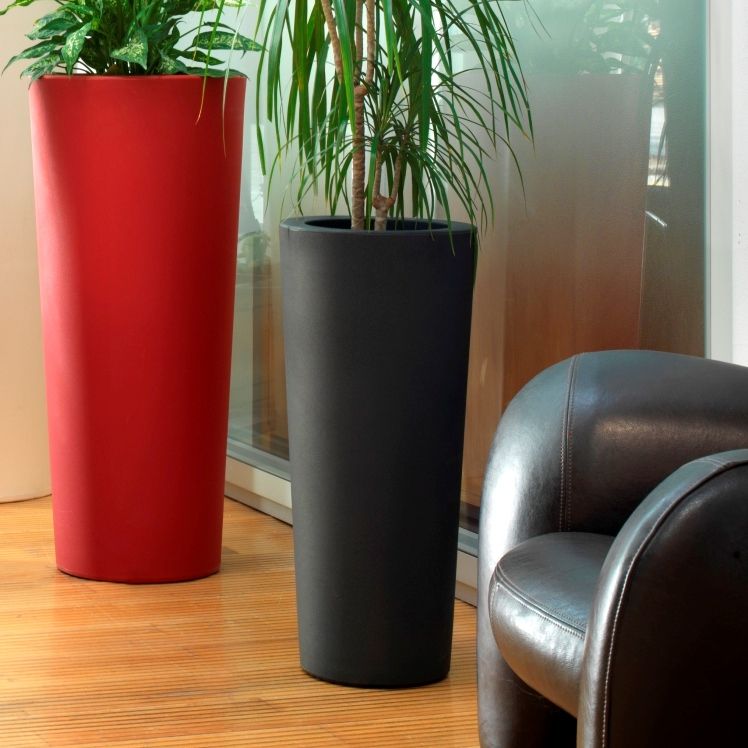 Vaso da fiori Sandy round serie ECO plastica/legno fioriera inserto 4 colori