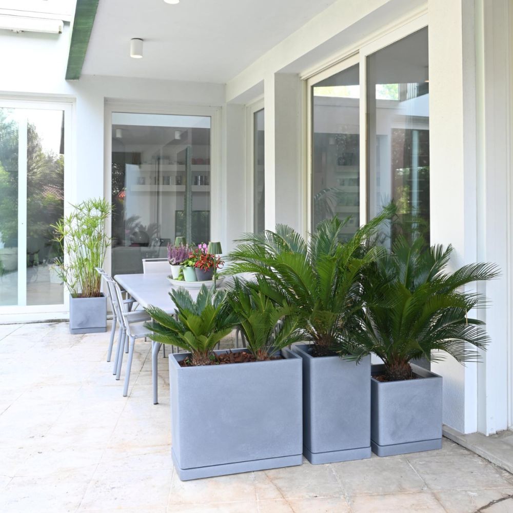 Lofly - Vaso per fiori con sottovaso rotondo, dimensioni e colori