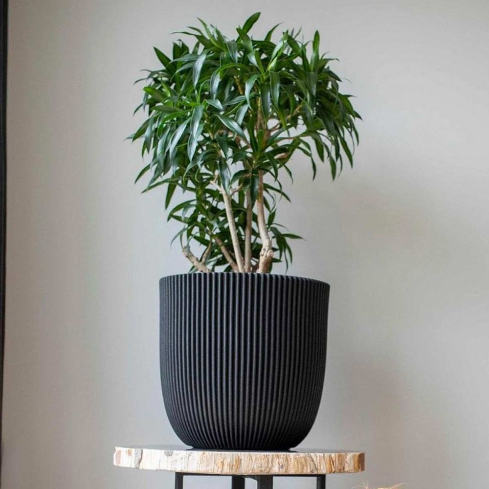 Vaso tondo scanalato 40 x 60 cm grigio PATIO