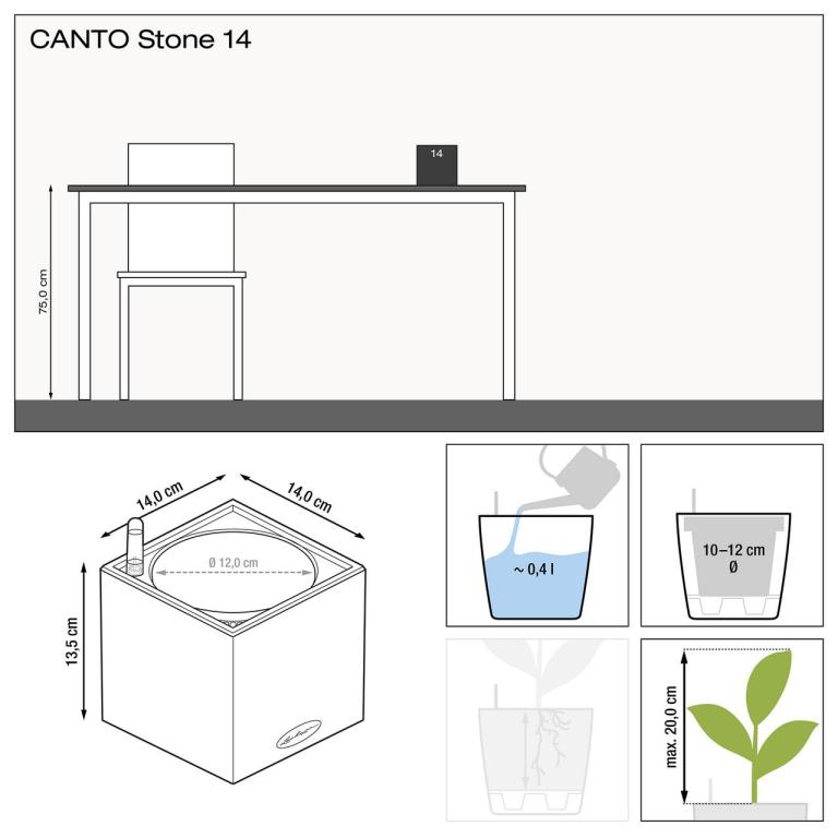 Misure vaso da tavolo CANTO STONE 14